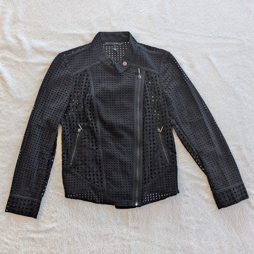 White House Black Market Eyelet Moto Jacket, Size 4